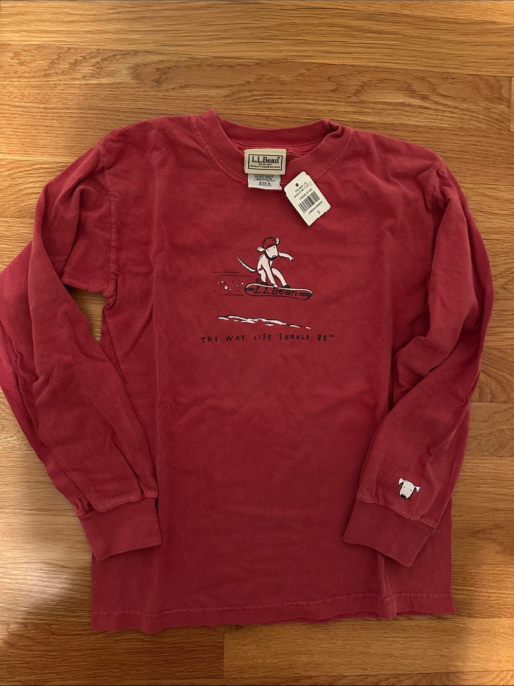 L.L. Bean kids Cranberry Long-Sleeve Graphic Tee snowboard nwt size small